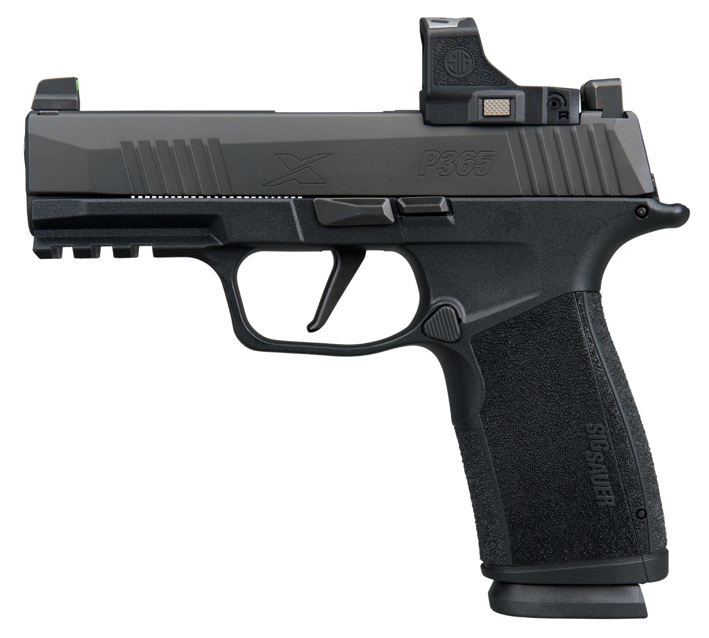 Sig Sauer 365XCA9BXR3PRS P365 XMacro w/Optic Compact 9mm Luger 17+1 3.70″ Black Nitron Stainless Steel Serrated w/Sig ROMEO-X Compact Slide, Black Stainless Steel Frame w/Beavertail & Picatinny Rail,