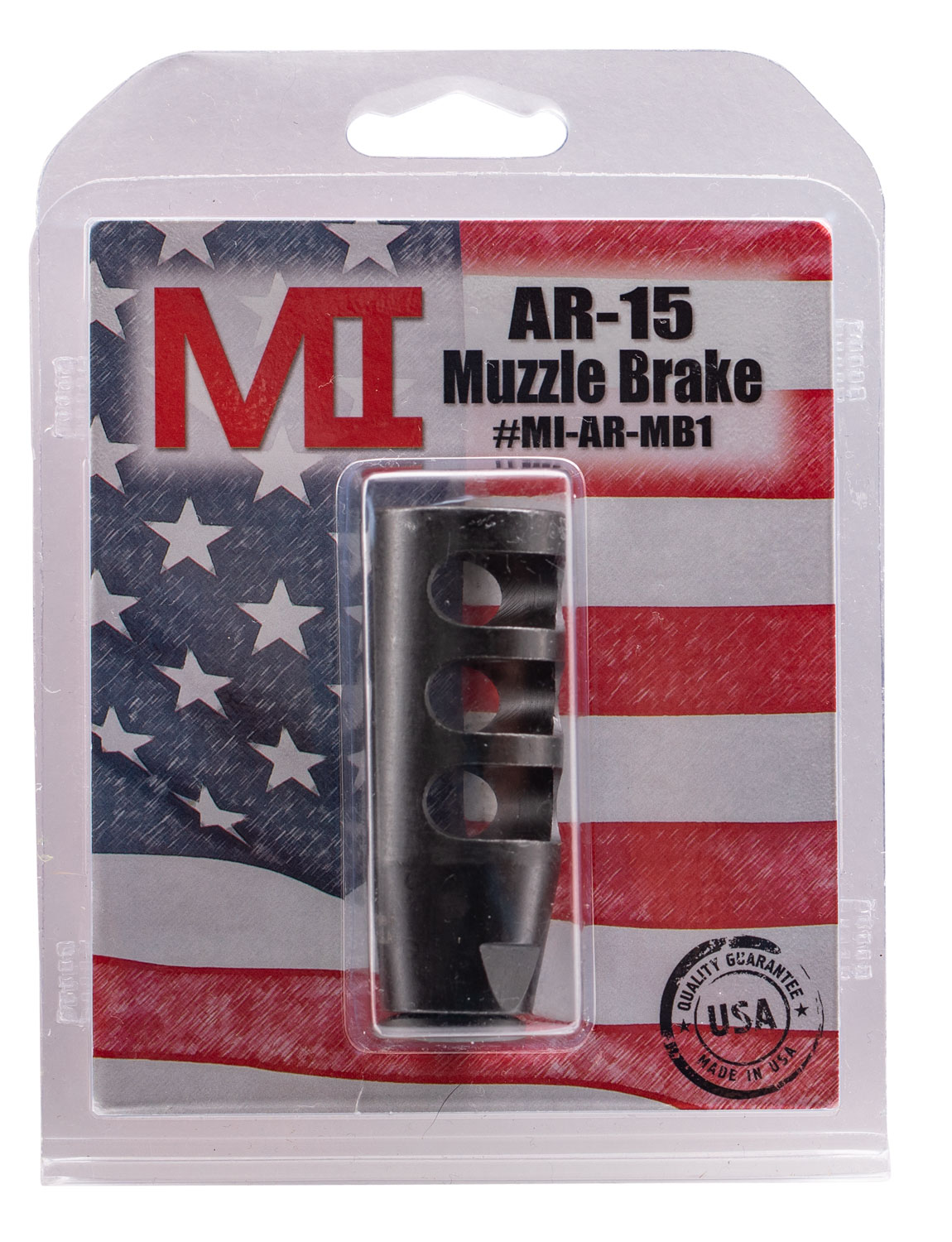 Midwest Industries MIARMB1 Muzzle Brake Black Phosphate Steel with 1/2″-28 tpi Threads for 223 Rem, 5.56x45mm NATO AR-Platform