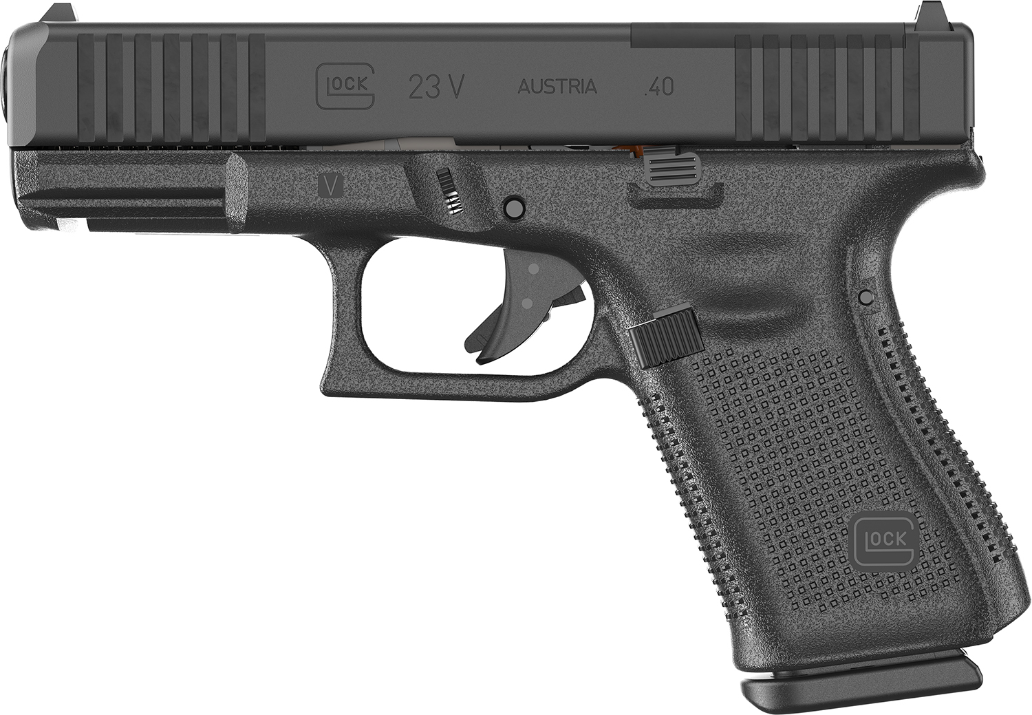 Glock PV2350201MOS G23 V MOS 40 S&W 10+1 4.02″ Black GMB Barrel, Black nDLC Steel Optic Ready/Serrated Slide, Black Polymer Frame w/Accessory Rail, Interchangeable Backstrap Grip, Ambidextrous