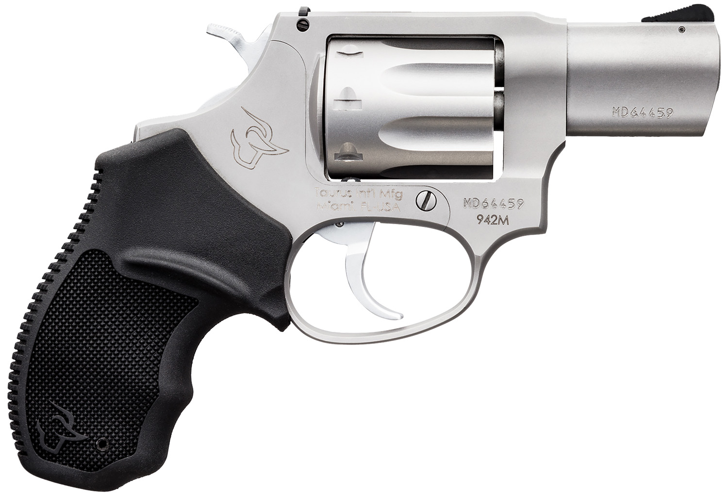 Taurus 2942M029 942 22 WMR 8rd 2″ Barrel, Overall Matte Finish Stainless Steel & Finger Grooved Black Polymer Grip