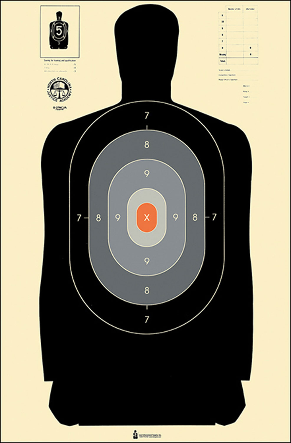 Action Target B27NCJA100 Qualification NC Criminal Justice Academy Silhouette Paper Hanging 24″ x 45″ Black/Gray/White 100 Per Box