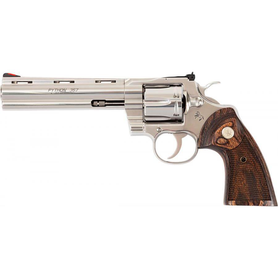 Colt Python Handgun .357 Mag 6rd Capacity 6″ Barrel Stainless Finish Wood Grips