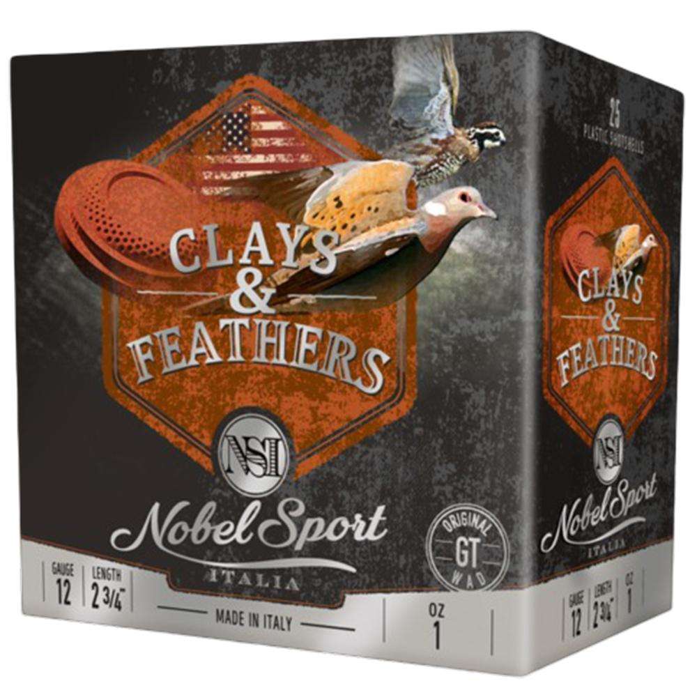 Nobel Sport Clays & Feathers Shotshells 12ga 2-3/4″ 1oz 1300 fps #7.5 25/ct