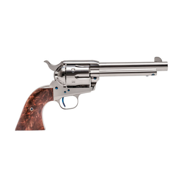 Standard Manufacturing SAA Nickel Revolver .45 Colt 6rd Capacity 5.5″ Barrel 2 Piece Grip