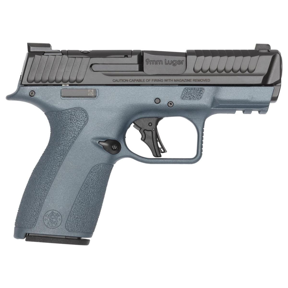 S&W Shield-X Blue Titanium Handgun 9mm Luger 13(1)&15(1)rd Magazines 3.6″ Barrel Thumb Safety