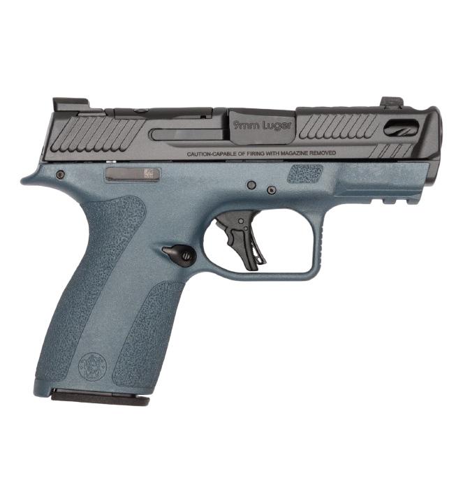 S&W PC Shield-X Carry Comp Blue Titanium Handgun 9mm Luger 13(1)&15(1)rd Magazines 3.6″ Ported Barrel Thumb Safety