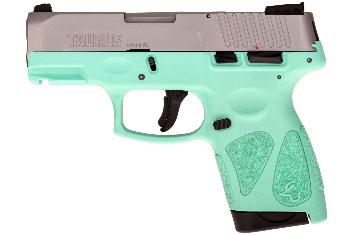 Taurus G2S Handgun 9mm Luger 7rd Magazines 3.2″ Barrel Stainless Slide/Cyan Grip