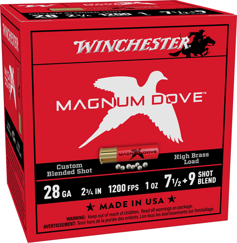 WINCHESTER MAGNUM DOVE 28GA – 2.75″ 1OZ #7.5&9 25RD 10BX/CS