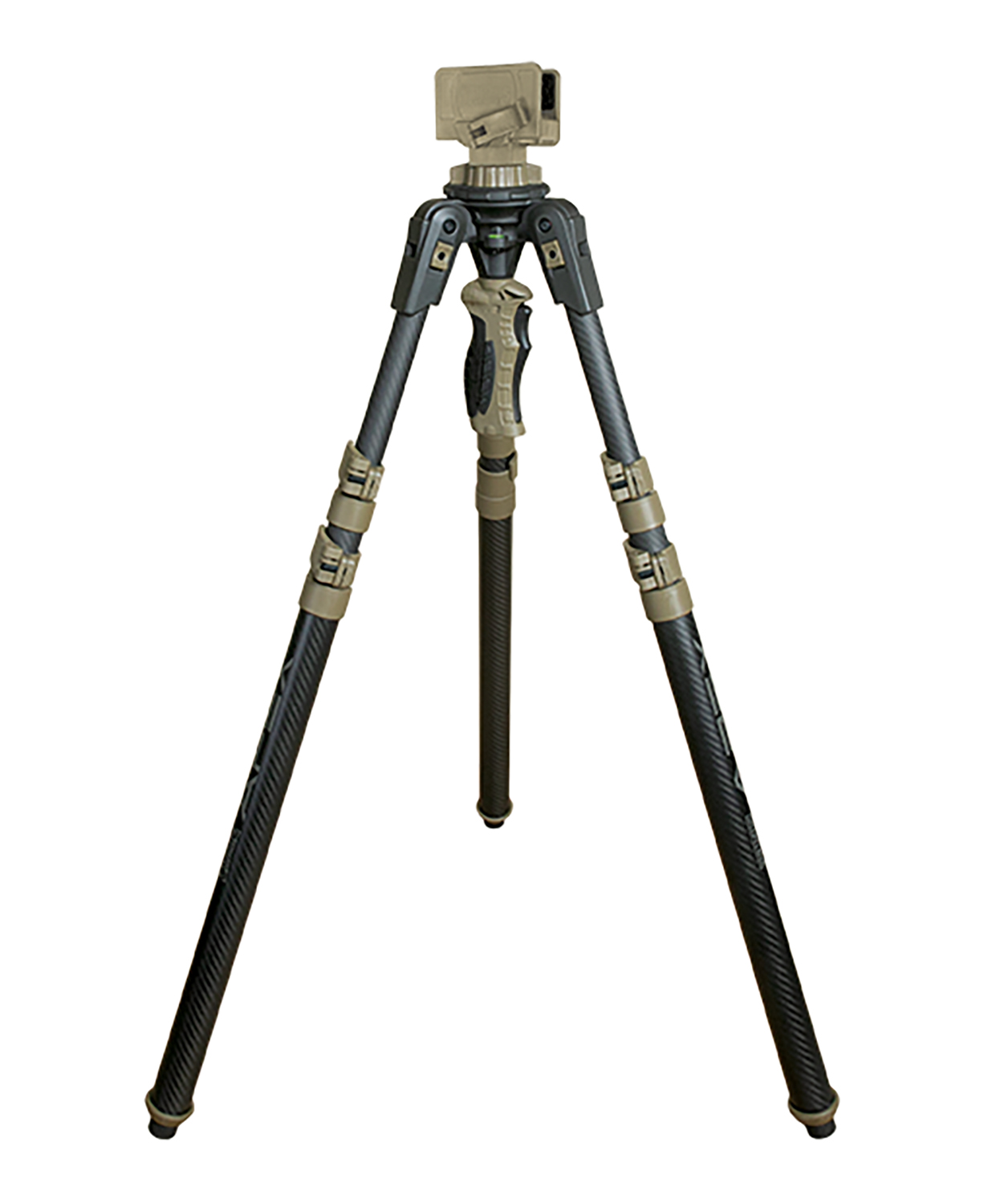 Primos 65900 Trigger Stick Apex Tripod made of Aluminum with Carbon Fiber/Flat Dark Earth Accent Finish, 28″-62″ Vertical Adjustment & Rubber Feet