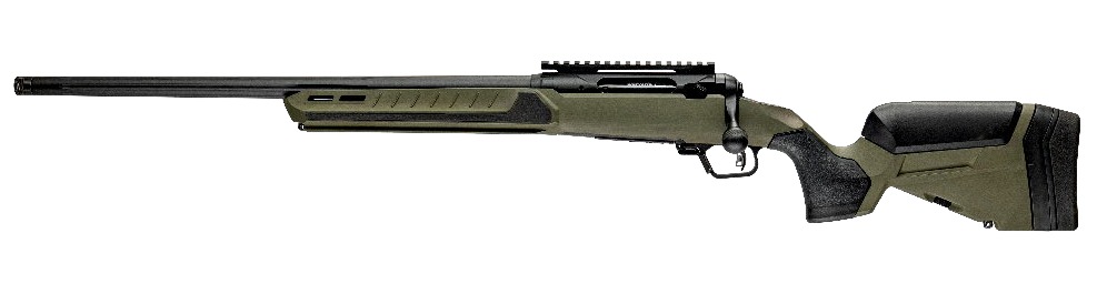 Savage Arms 32648 110 Core Predator Full Size 6mm ARC 10+1 22″ Medium Heavy Fluted Barrel, Arca Rail Forend, Hunter Green AccuStock w/AccuFit V2 Synthetic Stock, Left Hand