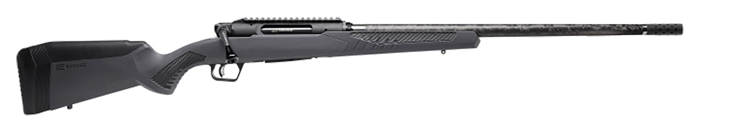 Savage Arms 57896 Impulse Mountain Hunter 300 WSM 2+1 24″ Carbon Fiber Threaded Barrel, Black Aluminum Receiver w/Picatinny Rail, Gray AccuStock Synthetic Stock, Ambidextrous