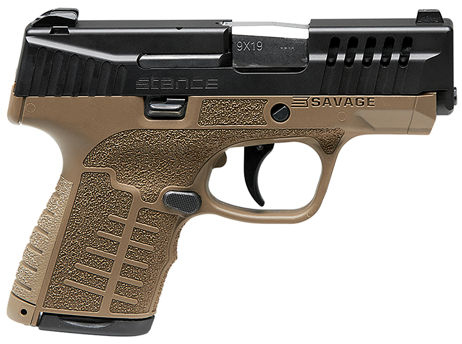 Savage Arms 67007 Stance 9mm Luger 8+1 3.20″ Stainless Steel Barrel, Black Nitride Ported/Serrated Steel Slide, Flat Dark Earth Polymer Frame, Interchangeable Backstrap Grip, Ambidextrous