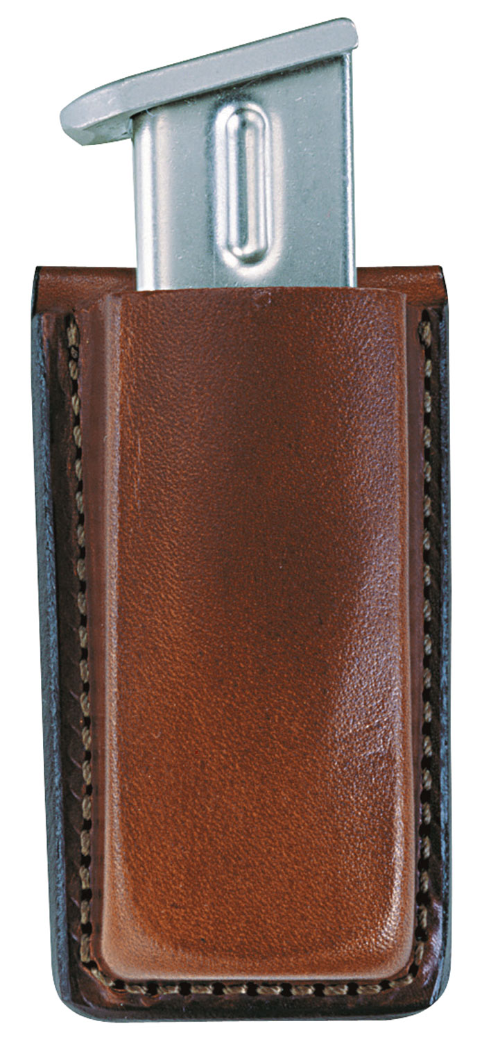 Bianchi 10737 Open Top Mag Pouch Single Tan Leather Belt Clip Compatible w/ 9mm/40/ 45/380 Belts 1.75″ Wide
