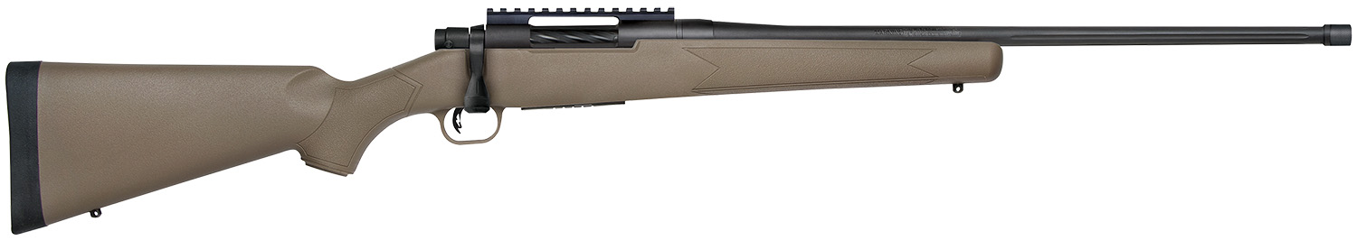 Mossberg 27873 Patriot Predator 243 Win Caliber with 5+1 Capacity, 22″ Threaded/Fluted Barrel, Matte Blued Metal Finish & Flat Dark Earth Synthetic Stock Right Hand (Full Size)