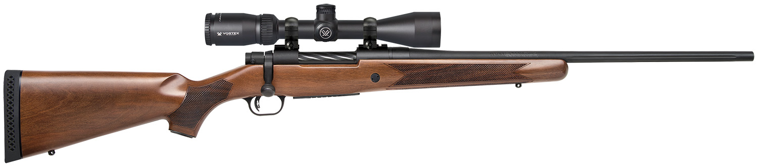 Mossberg 28059 Patriot 25-06 Rem Caliber with 5+1 Capacity, 22″ Fluted Barrel, Matte Blued Metal Finish & Walnut Stock Right Hand (Full Size) Includes Vortex Crossfire II 3-9x40mm Scope