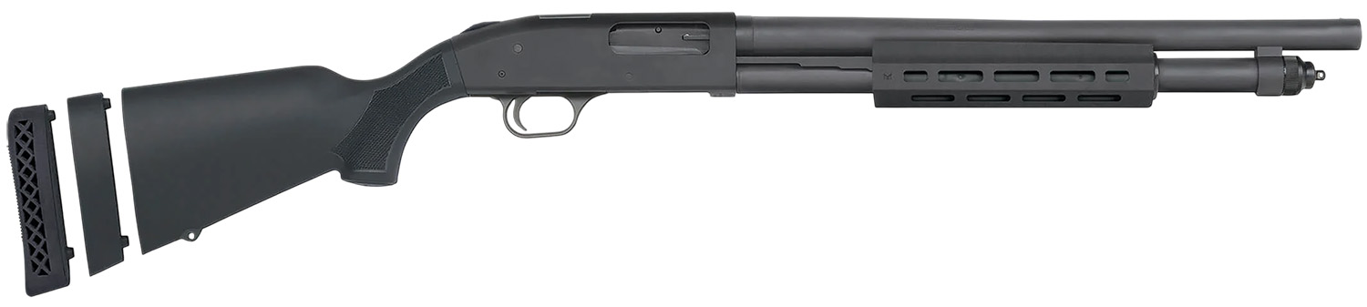 Mossberg 50799 590A1 12 Gauge Pump 3″ 6+1 18.50″ Black Parkerized Heavy Walled Barrel, M-LOK Forend, Black Parkerized Steel Drilled & Tapped Receiver, Fixed Black Synthetic Stock, Cylinder Bore Choke