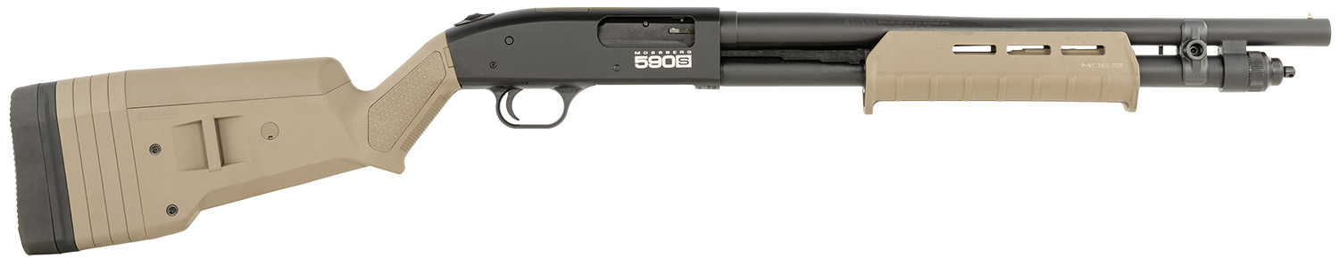Mossberg 51608 590S Compact 12 Gauge Pump 3″ 9+1 18.50″ Drilled & Tapped Receiver, Synthetic Stock