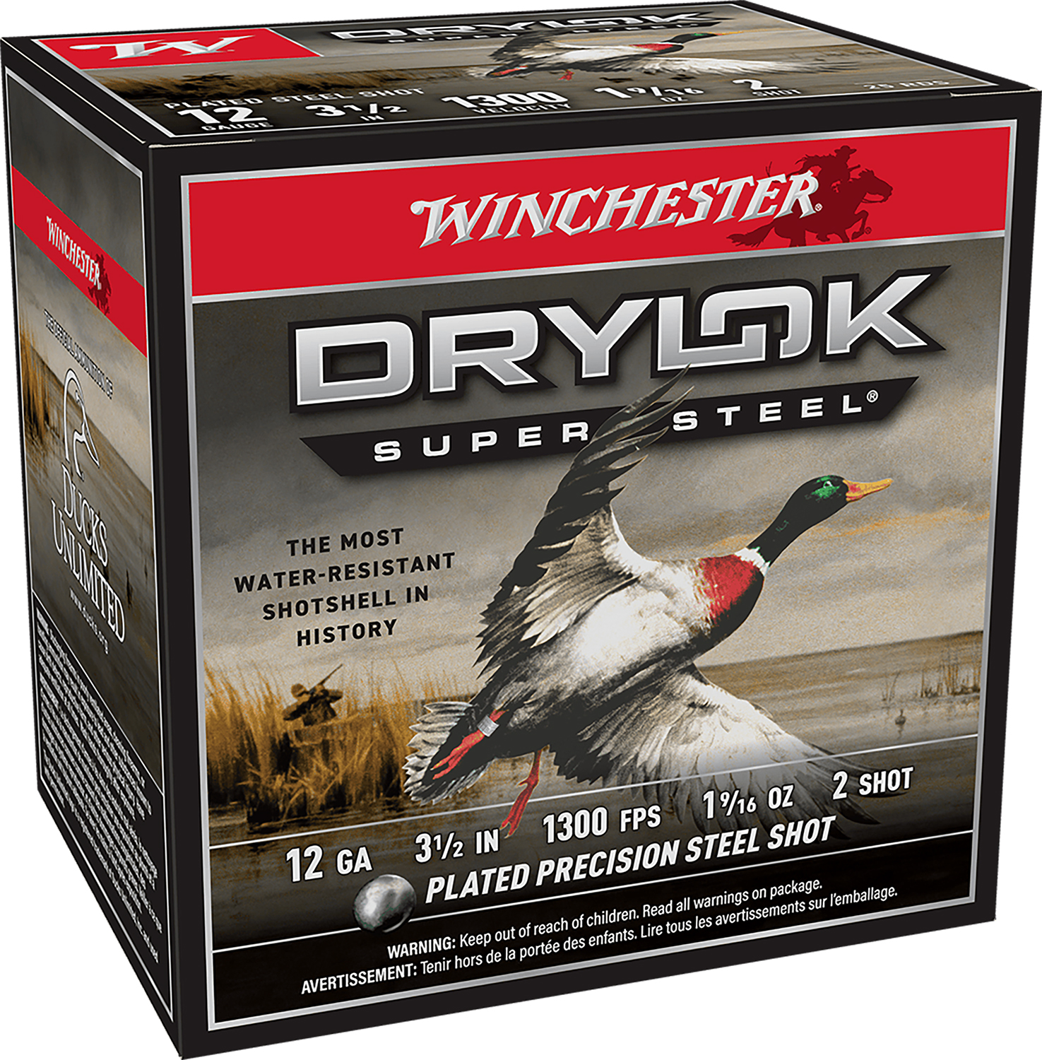 Winchester Ammo XSM12L2 Drylok Super Steel Magnum 12Gauge 3.50″ 1 9/16oz 2Shot 25 Per Box/10 Case