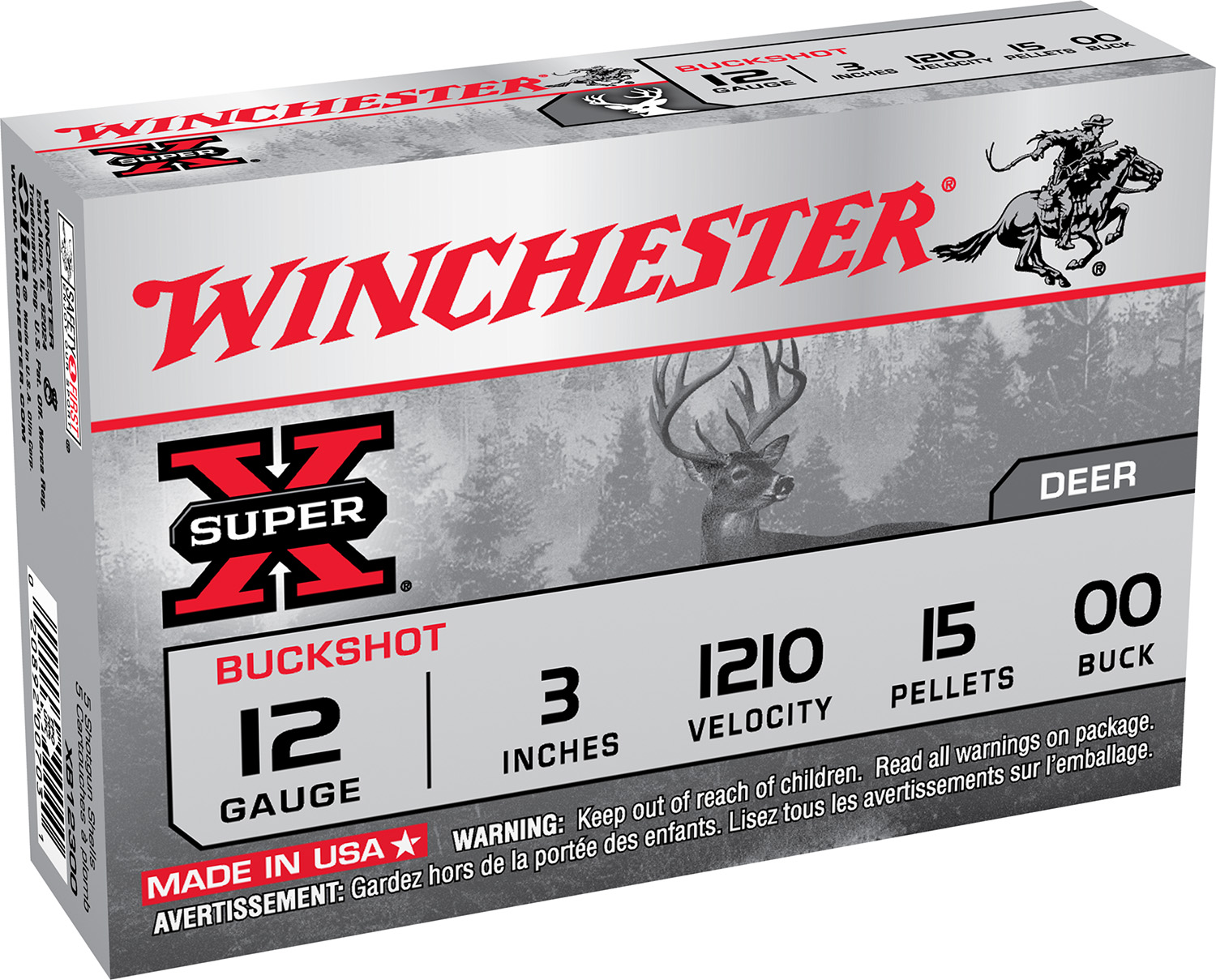 Winchester Ammo XB12300VP Super X 12Gauge 3″ 15Pellets 00Buck Shot 15 Per Box/10 Case *Value Pack