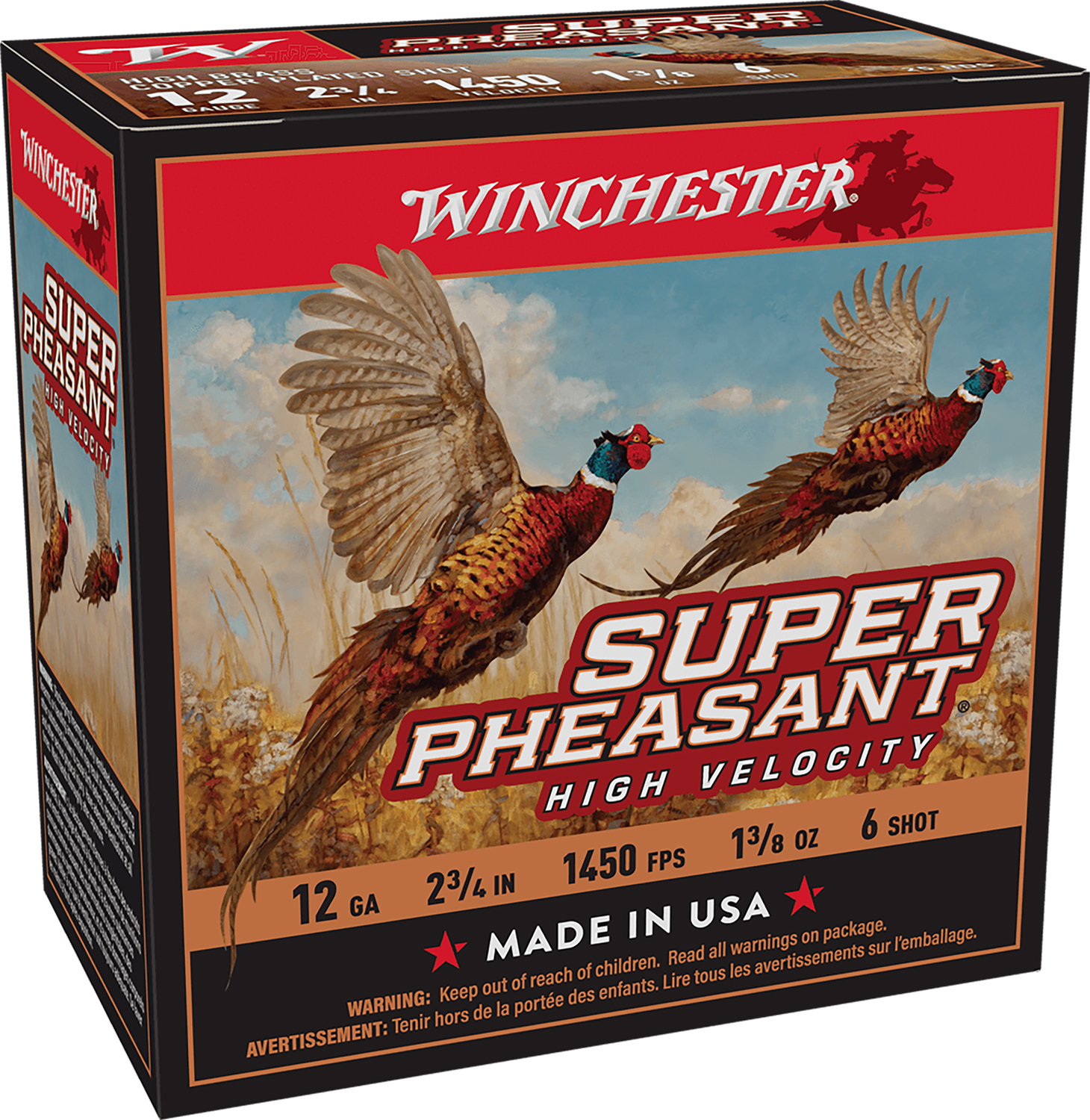 Winchester Ammo X12PHV6 Super Pheasant High Velocity High Brass 12Gauge 2.75″ 1 3/8oz 6Shot 25 Per Box/10 Case