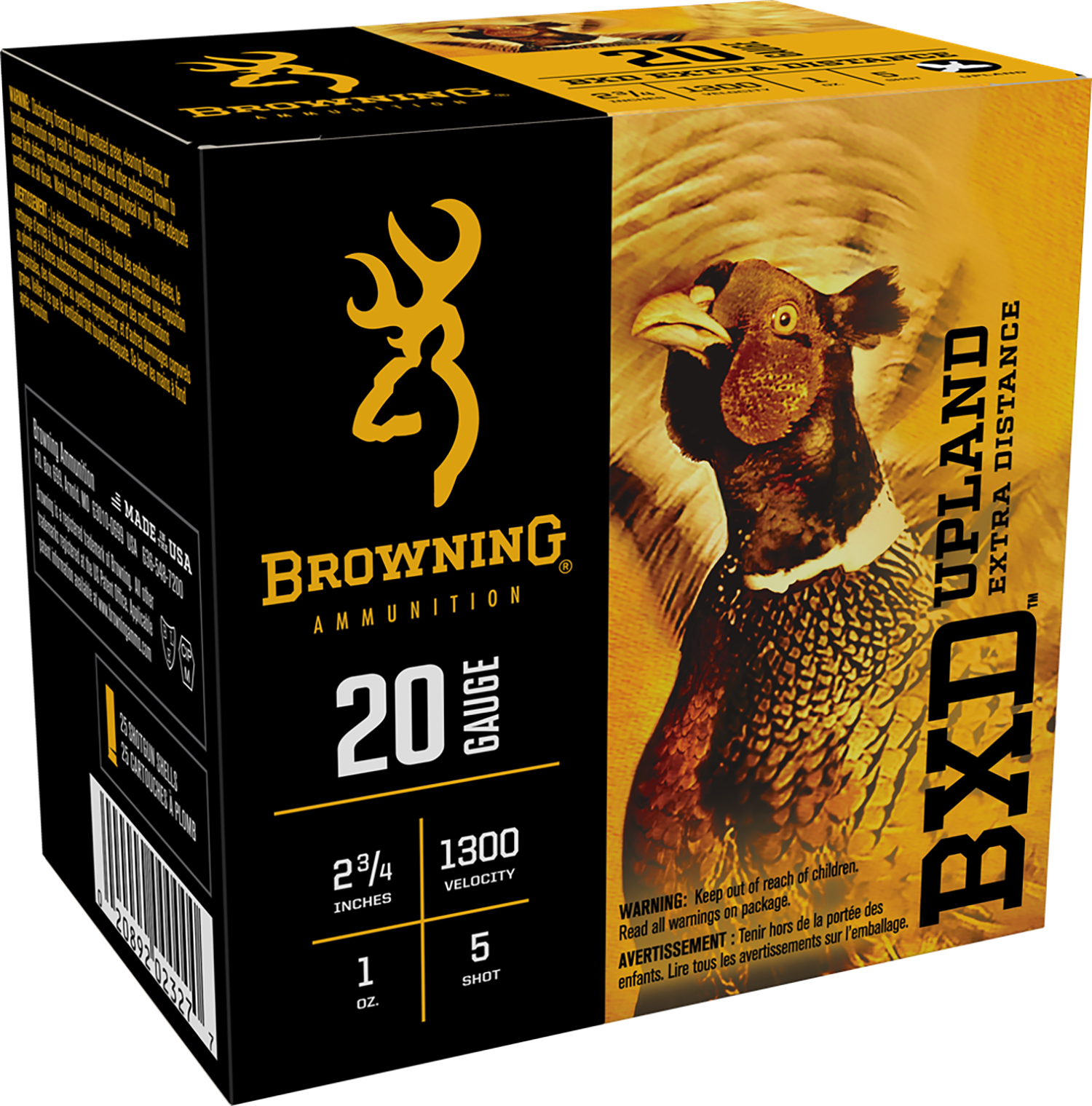 Browning Ammo B193512025 BXD Upland 20Gauge 2.75″ 1oz 5Shot 25 Per Box/10 Case