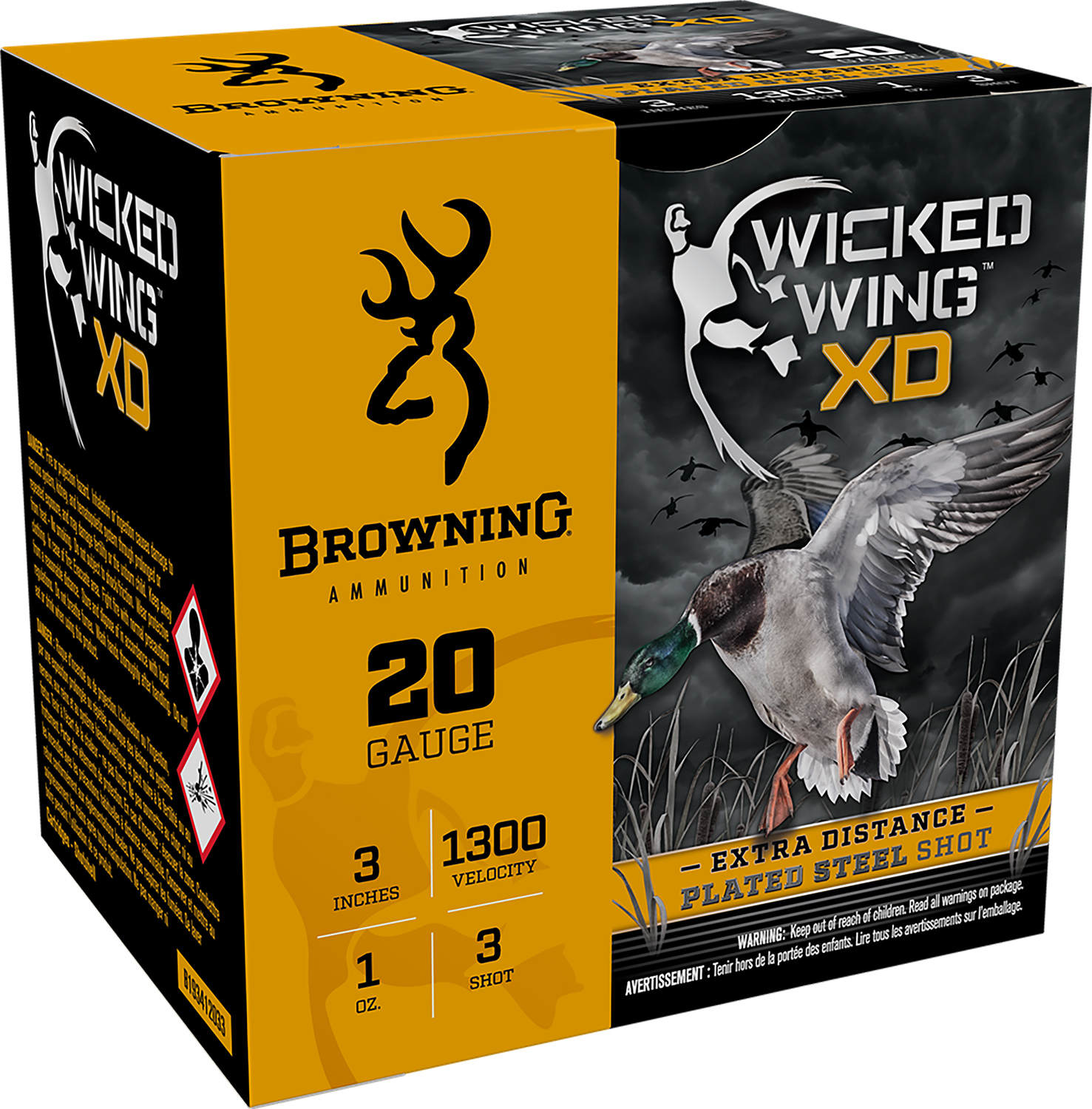Browning Ammo B193412033 Wicked Wing XD 20Gauge 3″ 1oz 3Shot 25 Per Box/10 Case