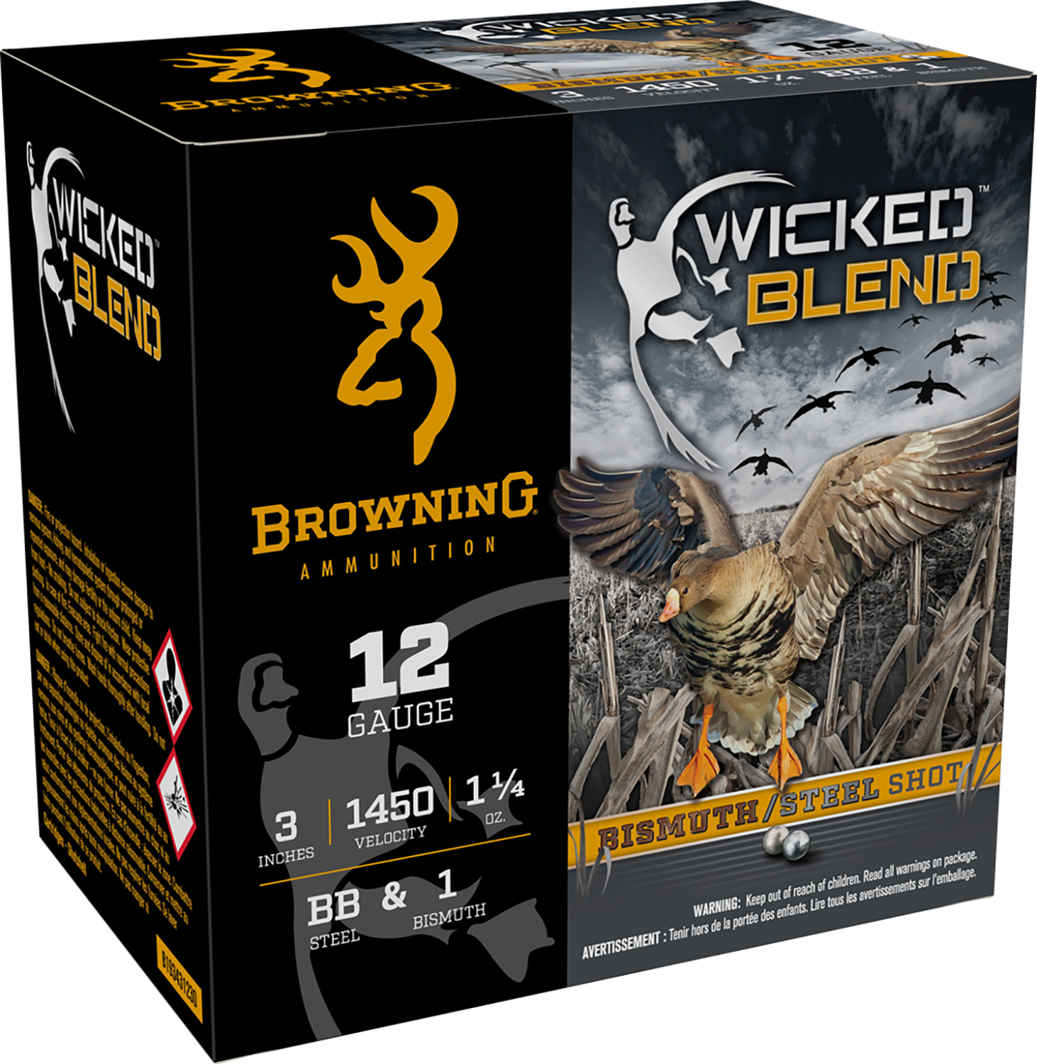 Browning Ammo B193431230 Wicked Blend 12Gauge 3″ 1 1/4oz BB/1BI Shot 25 Per Box/10 Case