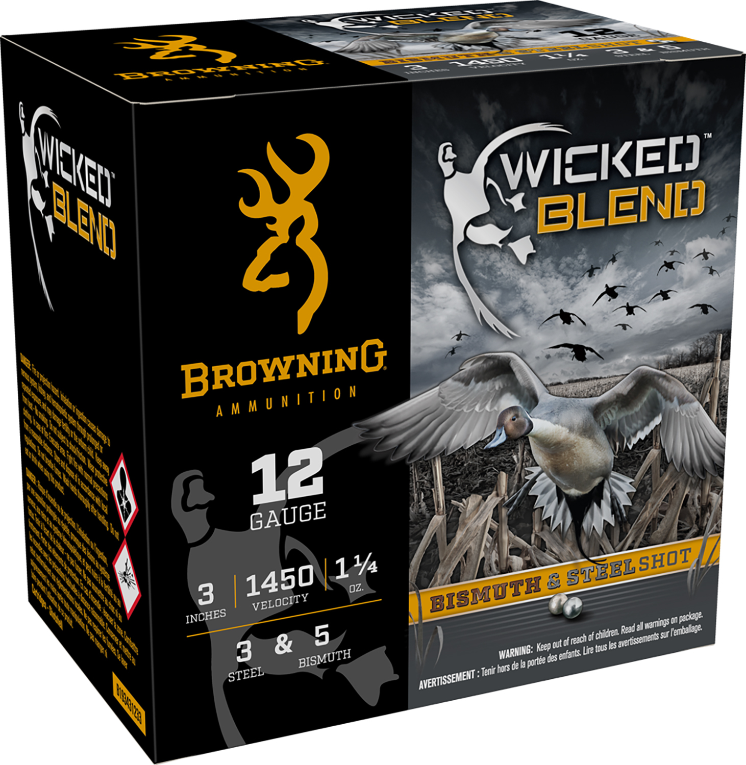 Browning Ammo B193431233 Wicked Blend 12Gauge 3″ 1 1/4oz 3/5BI Shot 25 Per Box/10 Case