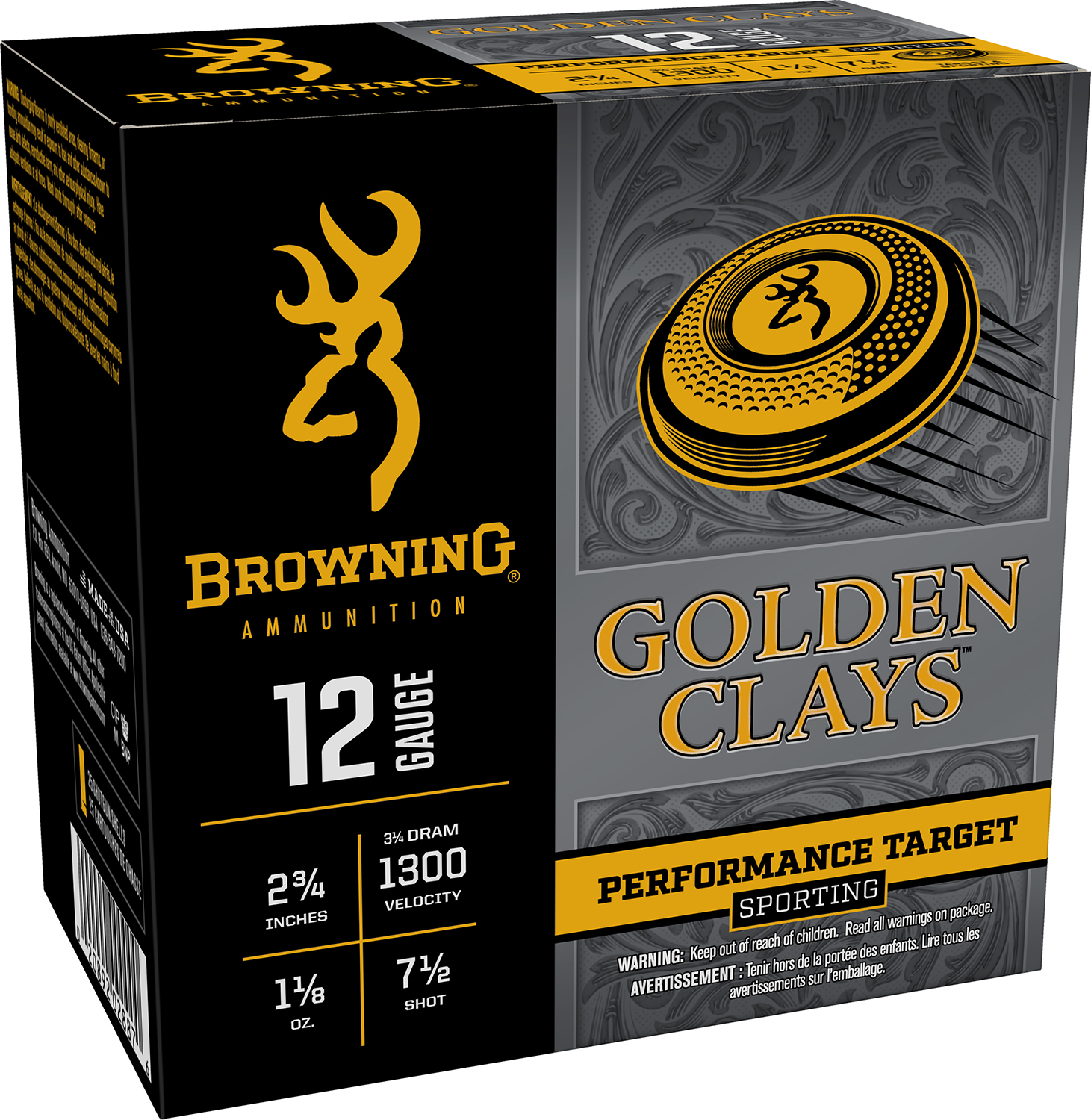 Browning Ammo BGC12SC7 Golden Clays 12Gauge 2.75″ 1 1/8oz 7.5Shot 25 Per Box/10 Case