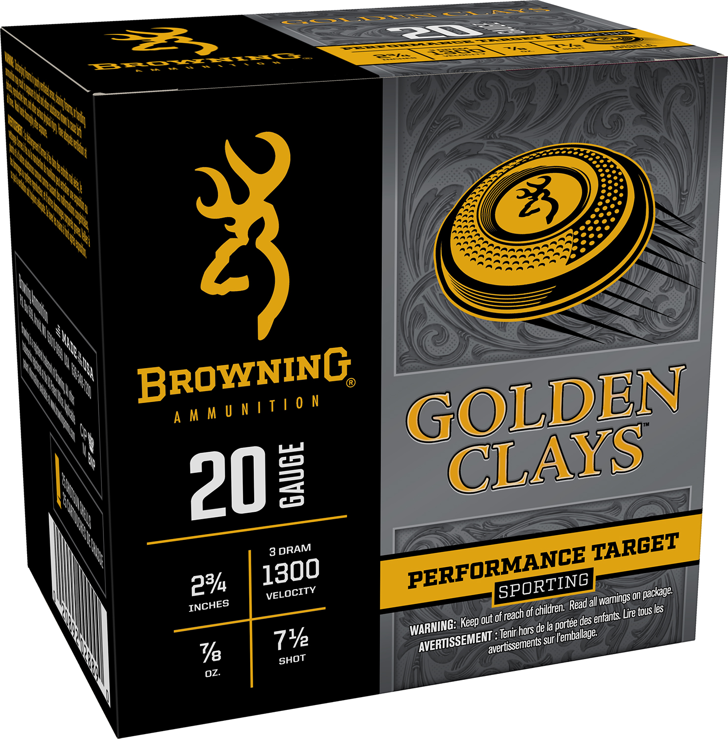 Browning Ammo BGC207 Golden Clays 20Gauge 2.75″ 7/8oz 7.5Shot 25 Per Box/10 Case