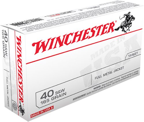 Winchester Ammo USA40SW USA 40S&W 165gr Full Metal Jacket Flat Nose 50 Per Box/10 Case