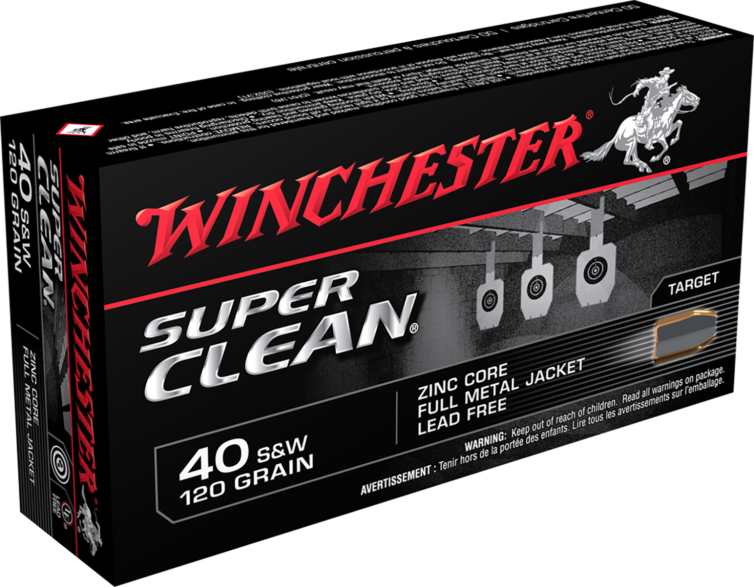 Winchester Ammo W40SWLF Super Clean 40S&W 120gr Lead Free Full Metal Jacket 50 Per Box/10 Case