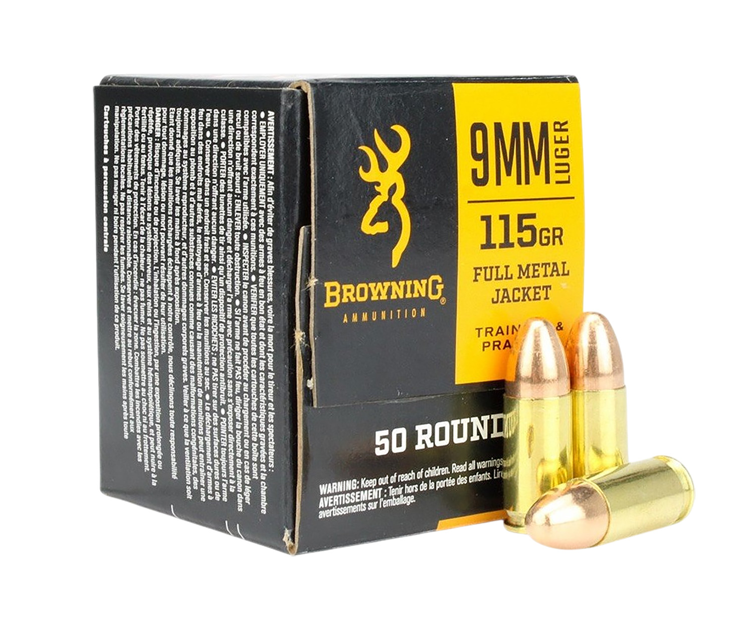 Browning Ammo B1918000939mm Luger 115gr Full Metal Jacket 50 Per Box/20 Case