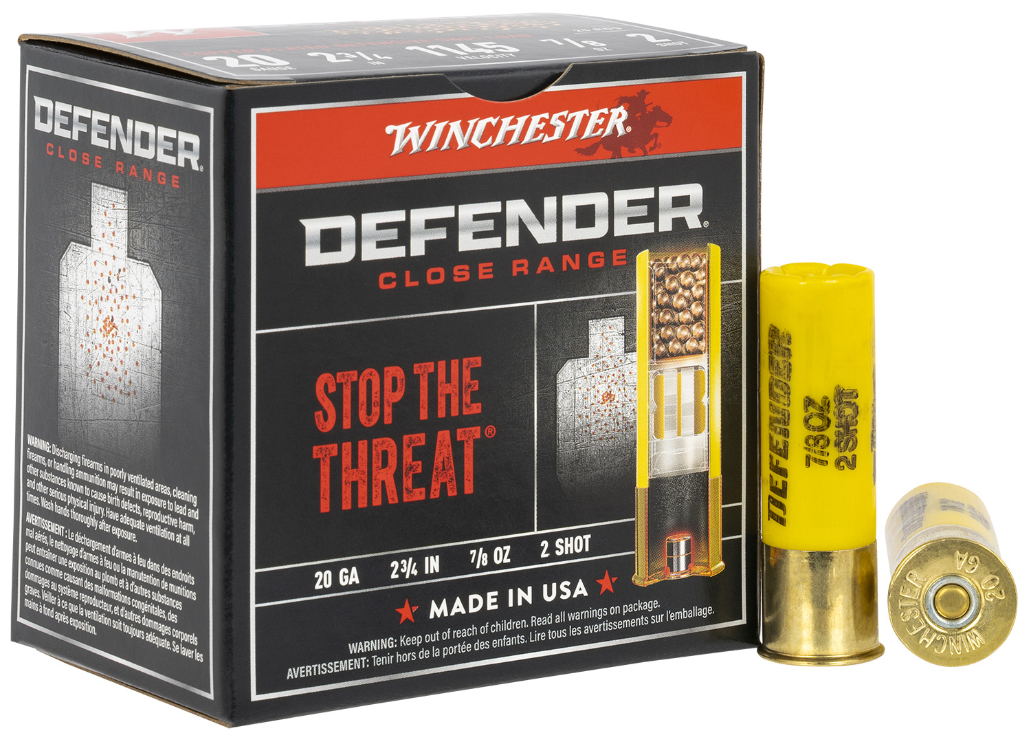 Winchester Ammo S202PD25 Defender 20Gauge 2.75″ 7/8oz 2Shot 25 Per Box/10 Case