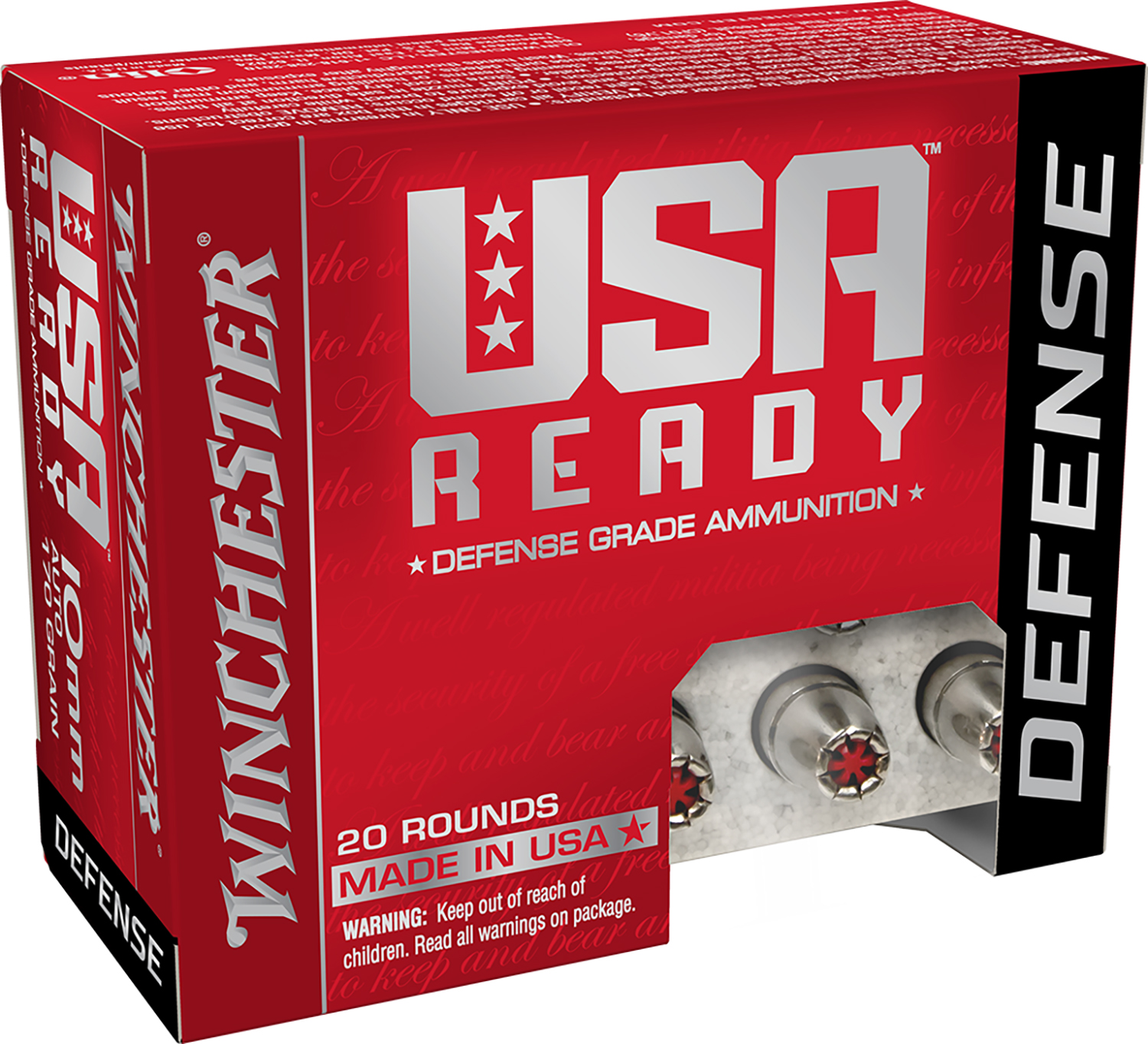 Winchester Ammo RED10HP USA Ready 10mmAuto 170gr Hex Vent Hollow Point 20 Per Box/10 Case