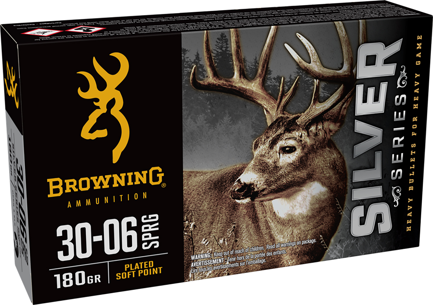Browning Ammo B192630061  Silver 30-06Springfield 180gr Plated Soft Point 20 Per Box/10 Case