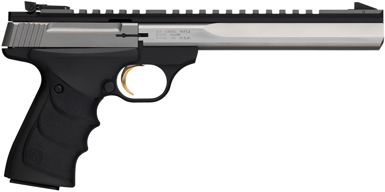 Browning 051508490 Buck Mark Contour 22 LR 10+1 7.25″ Contoured Barrel, Matte Stainless Serrated Steel Optic Ready Slide, Matte Black Aluminum Frame, Finger Grooved Black Ultragrip RX Grip