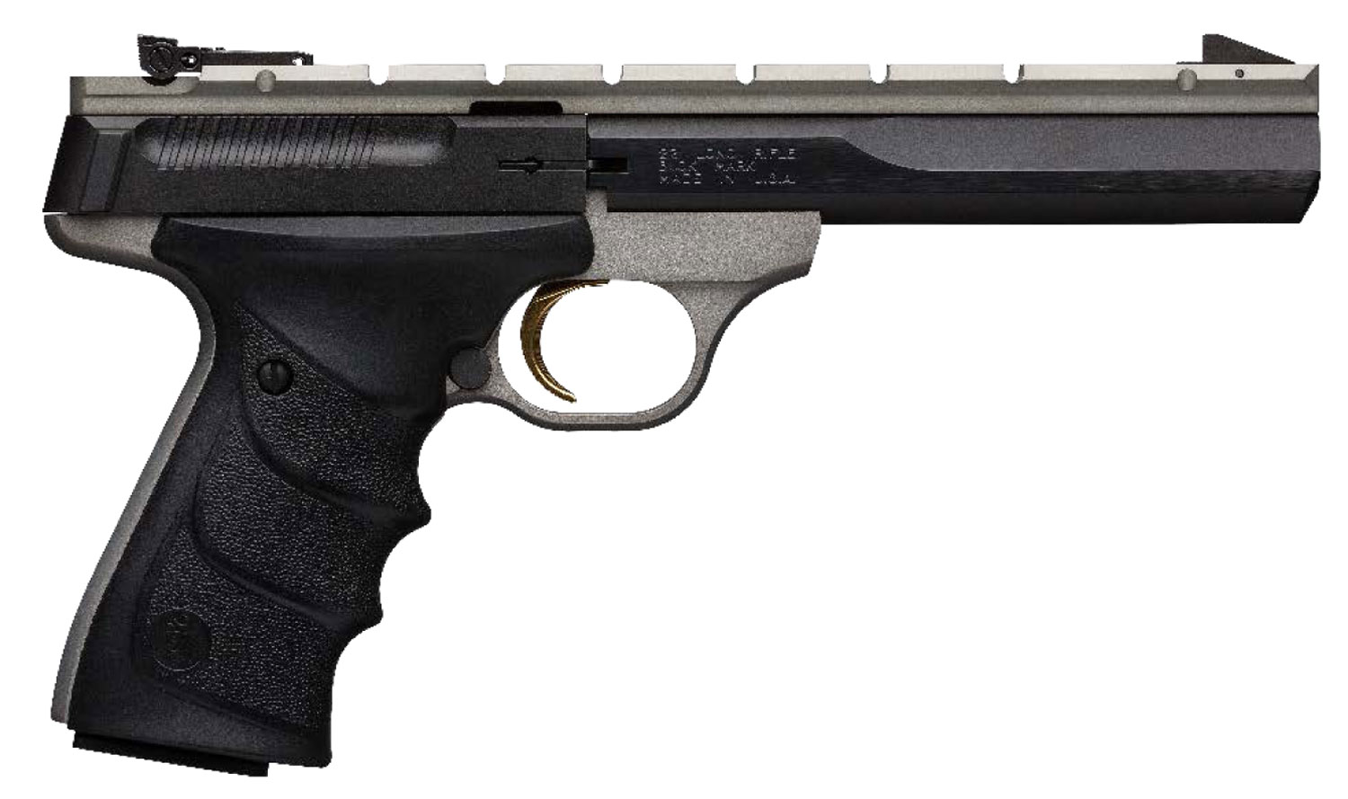 Browning 051564490 Buck Mark Contour 22 LR 10+1 5.50″ Contoured Barrel, Matte Black Optic Ready/Serrated Steel Slide, Gray Anodized Aluminum Frame, Black Ultragrip RX Grips