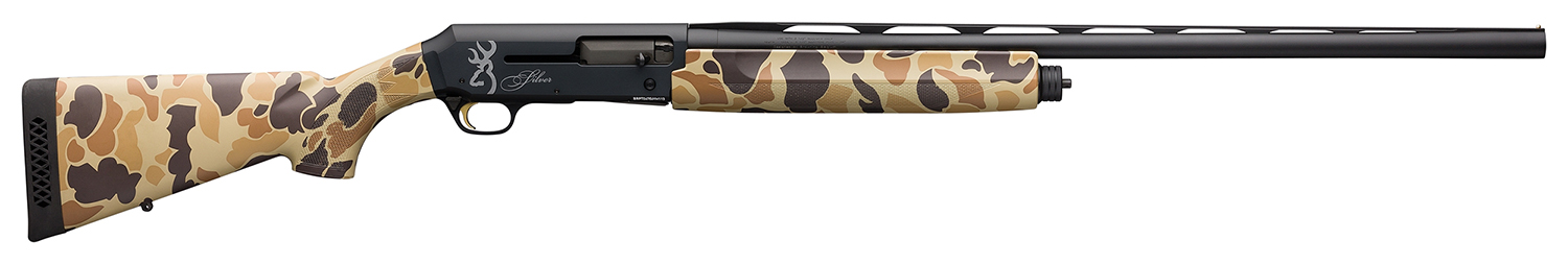Browning 011431205 Silver Field 12 Gauge 26″ 3.5″ 4+1, Alloy Receiver With Black/Charcoal Bi-Tone Finish, Vintage Tan Camo Synthetic Stock With Textured Gripping Surface