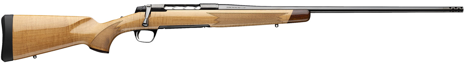 Browning 036080299 X-Bolt 2 Medallion 6.8 Western 3+1 24″ Blue Polished Threaded Barrel & Drilled & Tapped Carbon Steel Receiver, Fixed Gloss AAAA Maple Wood Stock, Radial Muzzle Brake