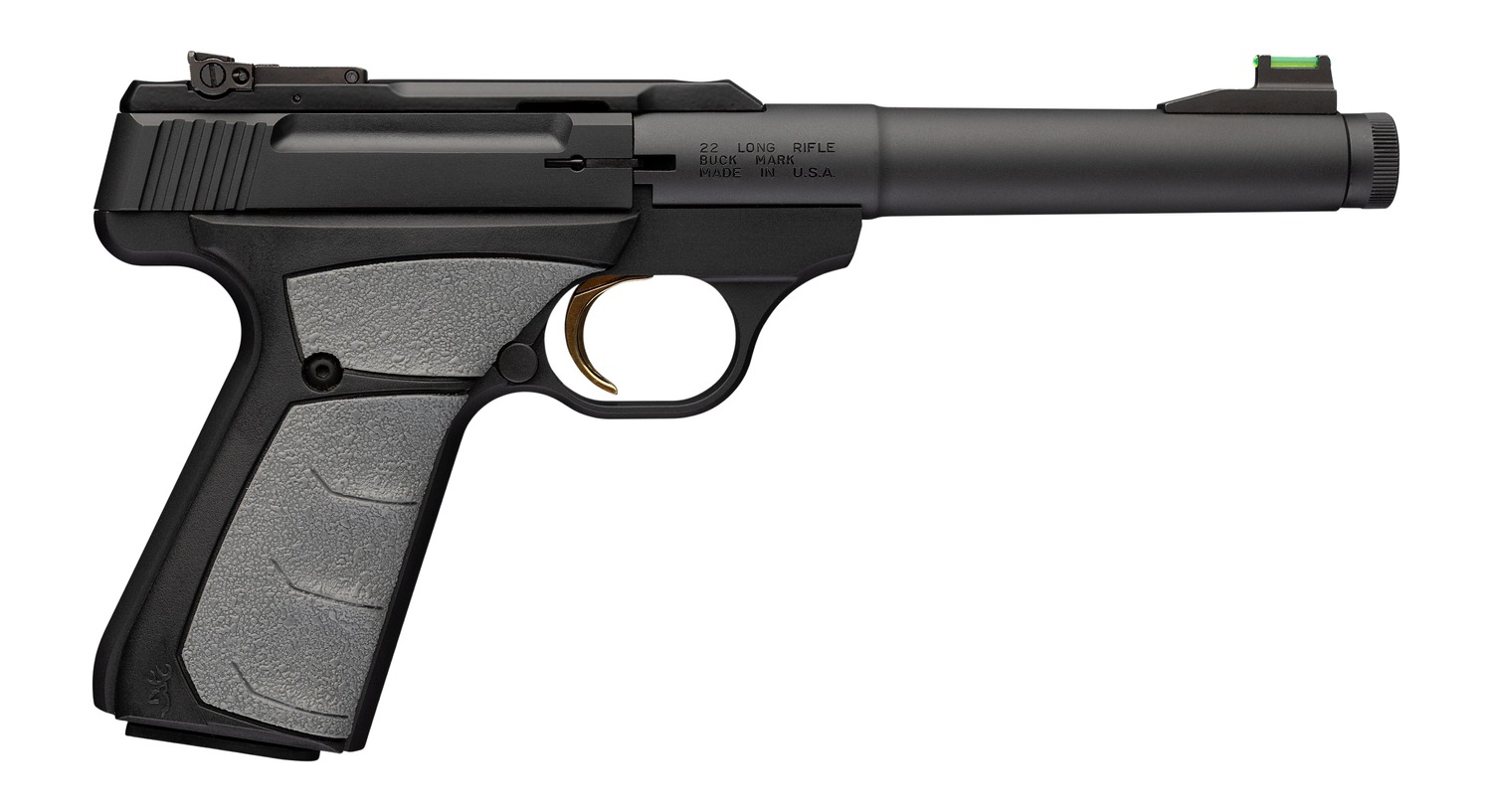 Browning 051617490 Buck Mark Camper 22 LR 10+1 5.90″ Matte Black Threaded Bull Barrel, Matte Black Aluminum Frame, Gray UFX Grip