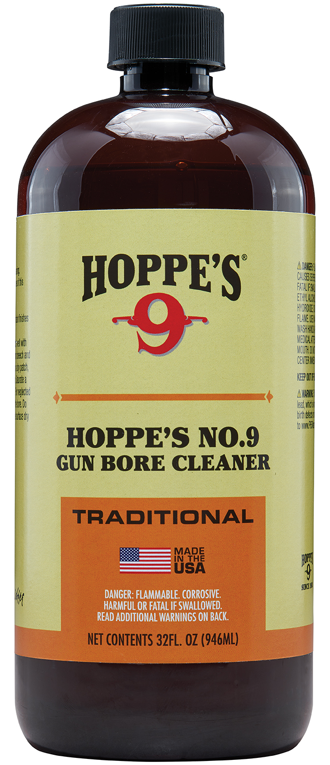 Hoppe’s 932 No. 9 Bore Cleaner Removes Carbon Powder & Lead Fouling Child Proof Cap 1 Quart (32 oz.) Bottle