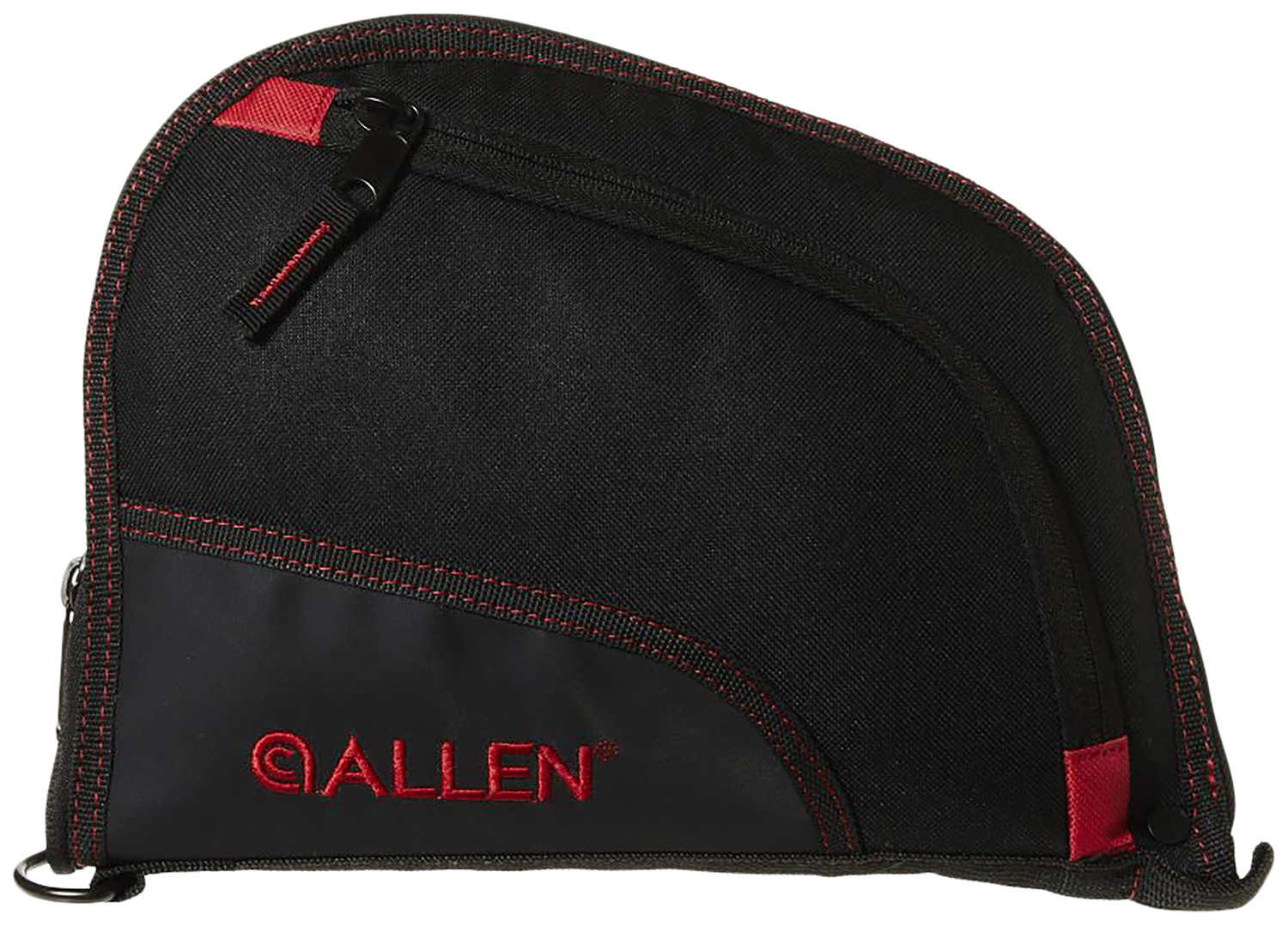 Allen 7738 Auto-Fit Handgun Case Black Endura w/Red Trim, Foam Padding, Knit Lining, Mag Sleeve, Storage Pocket & Lockable Zipper 9″ L