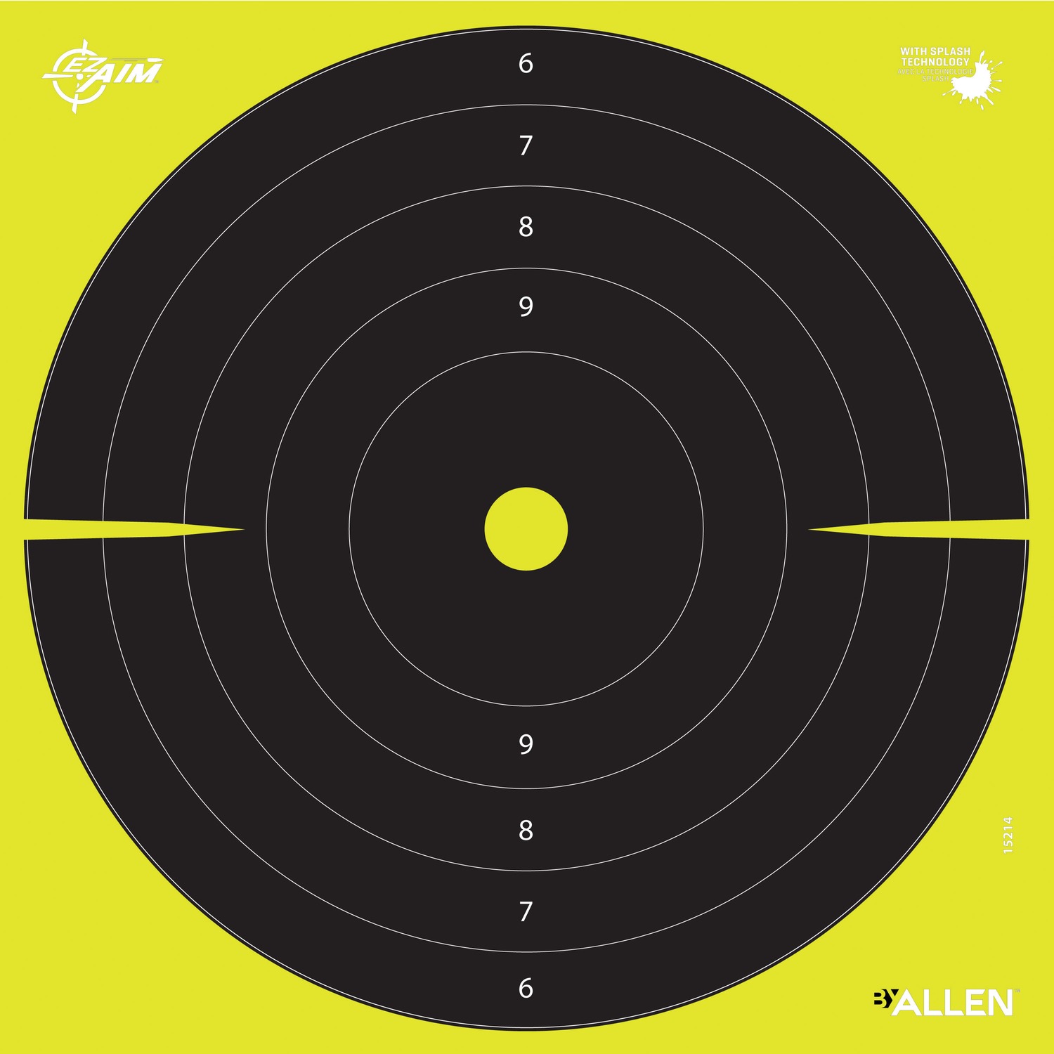 Allen 15214-30 EZ Aim Splash Bullseye Hanging Paper Black/Chartreuse 30Pack