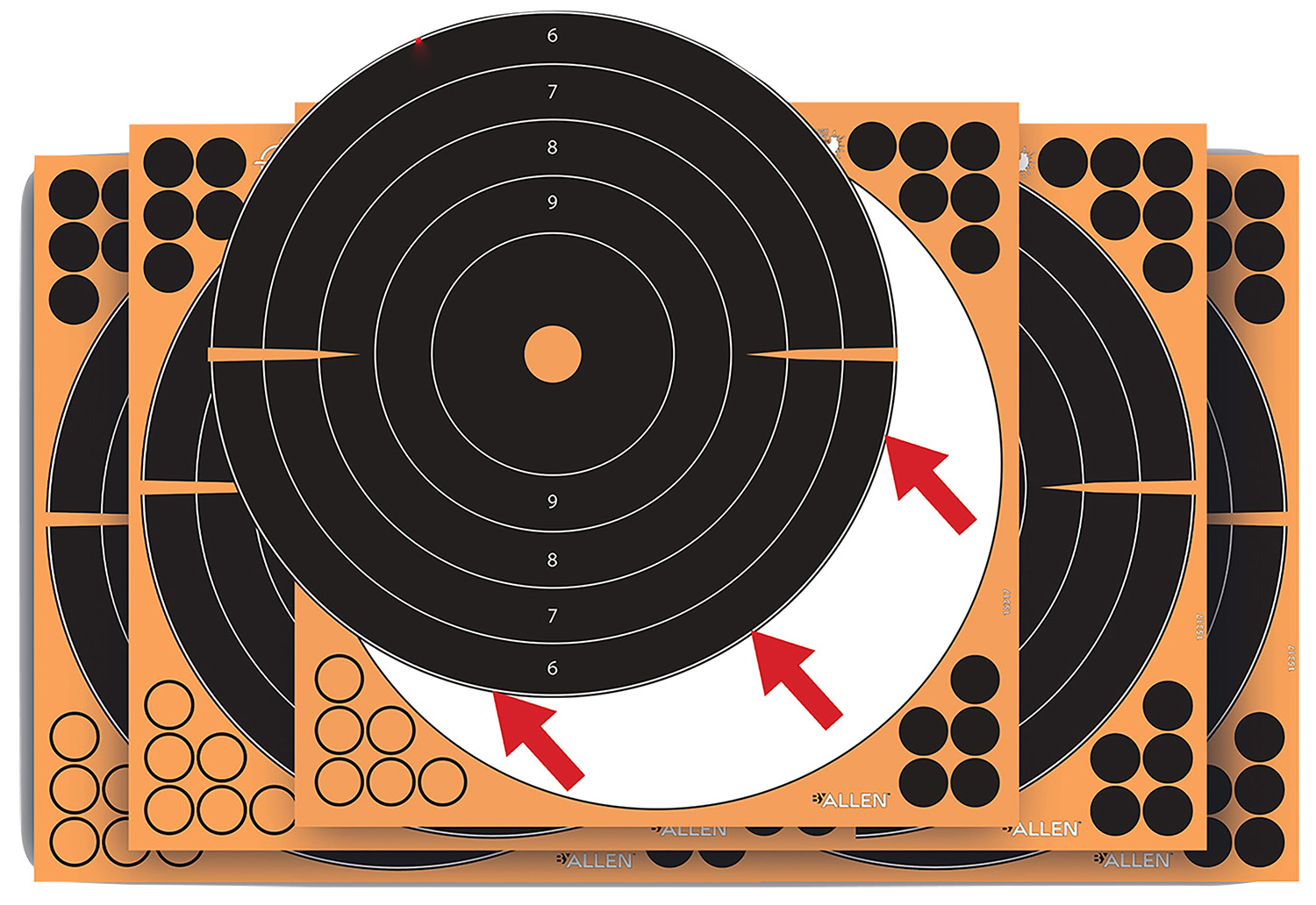 EZ-Aim 1531710 Splash Reactive Self-Adhesive Paper Black/Orange 12″x12″ Bullseye 10 Pack