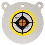 EZ-Aim 15598 Hardrock  8″ Black/White/Yellow AR500 Steel Gong, 0.50″ Thick, Hanging