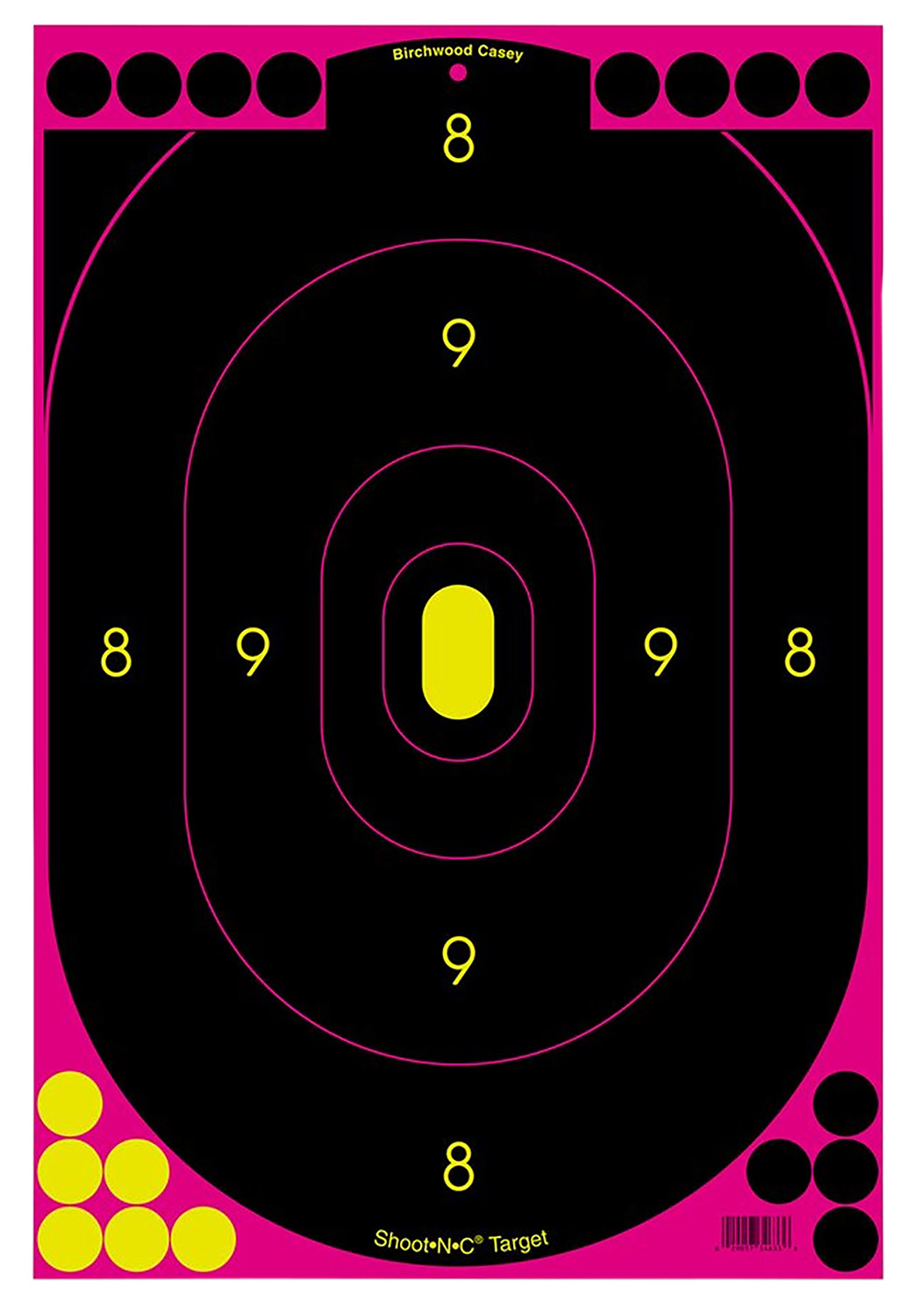 Birchwood Casey 34633 Shoot-N-C Reactive Target Self-Adhesive Paper Black/Pink 12″x18″ Oval Silhouette 100 Pack