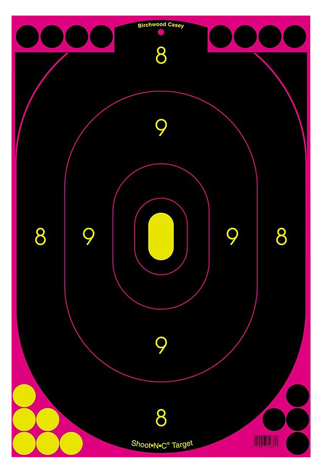 Birchwood Casey 34635 Shoot-N-C Reactive Target Self-Adhesive Paper Black/Pink 12″x18″ Oval Silhouette 5 Pack