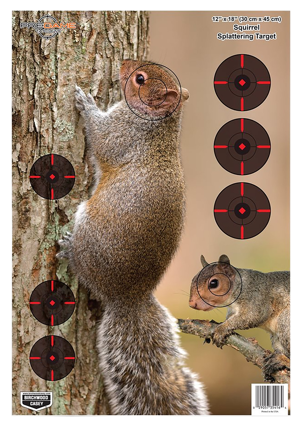 Birchwood Casey 35406 Pregame Squirrel Paper Hanging Rifle 12″ x 18″ Impact Enhancement 8 Per Pkg