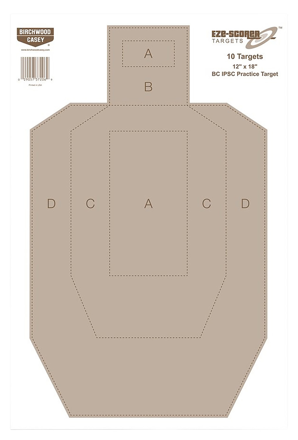 Birchwood Casey 37018 EZE-Scorer IPSC Paper Hanging Universal 12″ x 18″ Tan 100 Per Pkg